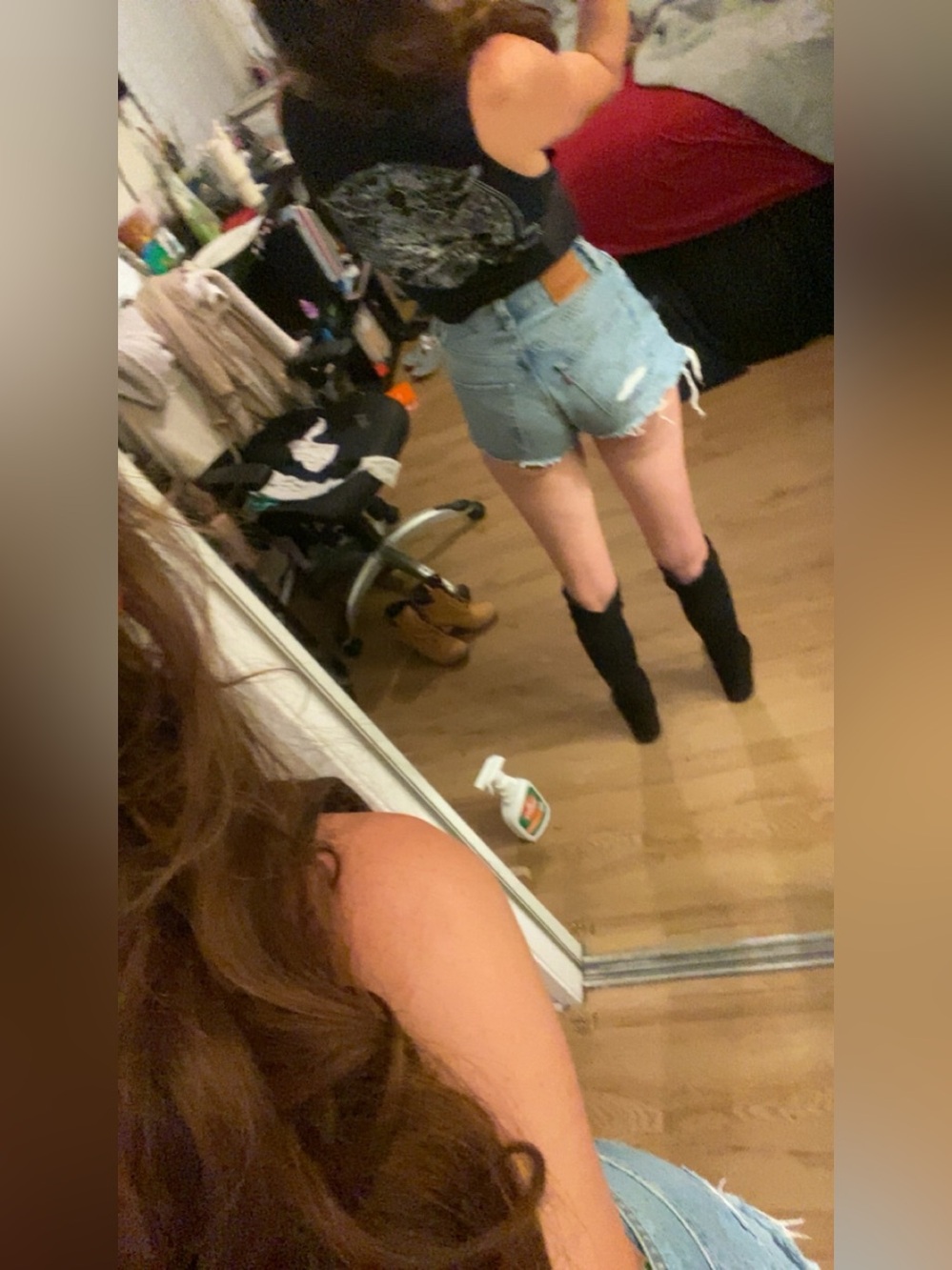 Levi's Light Blue Distressed Jean Shorts - Picture 3 of 15